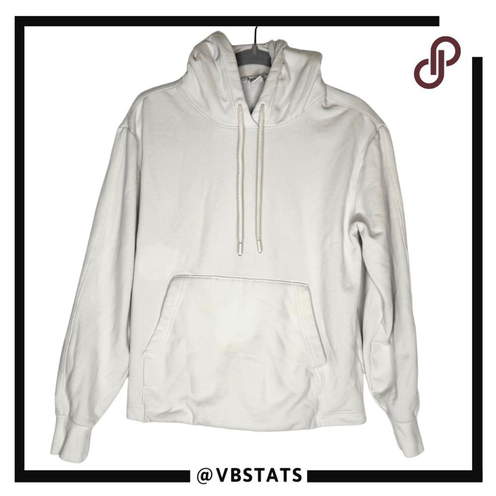 Athleta Women's Fleece Pullover Long Sleeve Drawstring Hoodie White Small